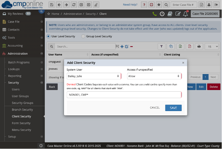 Security Features 4 CMPOnline User and Server Security Features