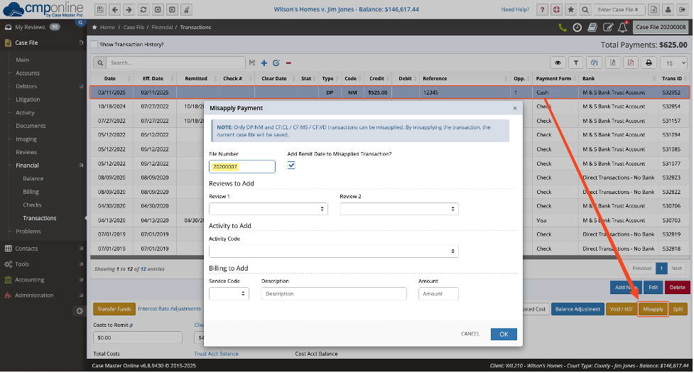 Misapplied Debtor Payments 2 Misapplied Debtor Payments in CMPOnline