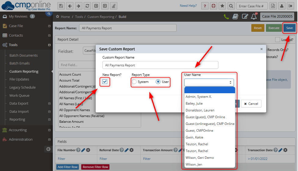 Reassign or Copy Custom Reports in CMPOnline