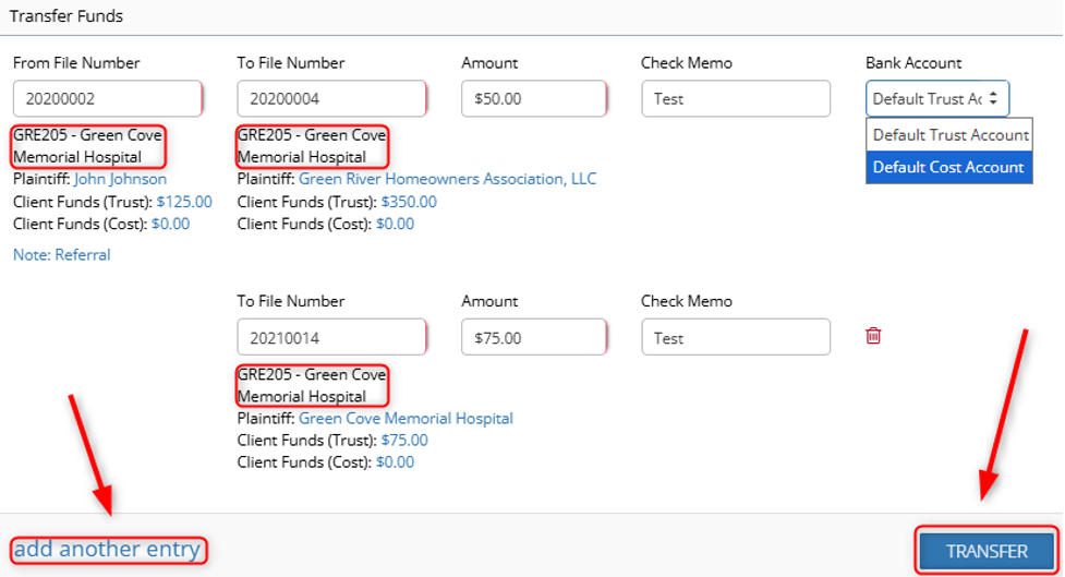 Transferring Funds 3 Transferring funds from one case file to another in CMPOnline