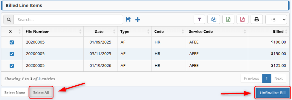 Unfinalizing Editing and Reprinting Bills in CMPOnline